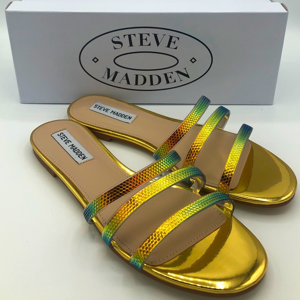 Steve Madden Slip On Iridescent Sandals in…